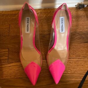 Brand new, never worn hot pink/clear heels by Steve Madden